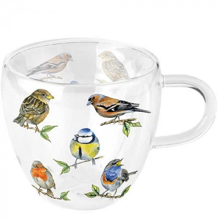 Taza de cristal de doble pared Bird Species