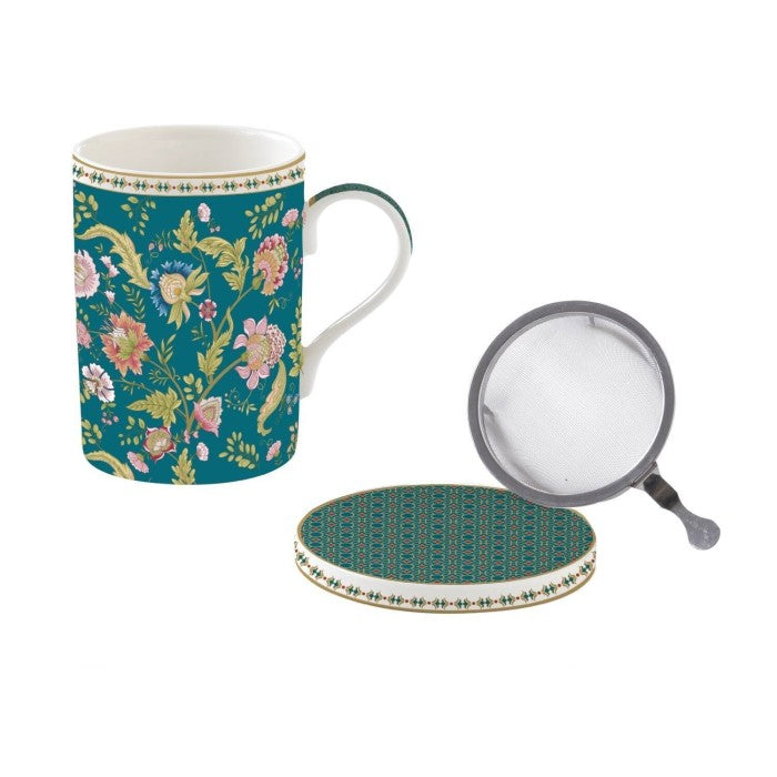 Taza de porcelana con tapa y filtro Orient Verde 350 ml.