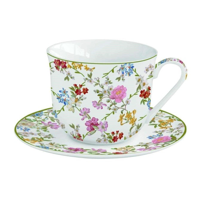 Taza desayuno con plato Garden Dreams 370 ml.