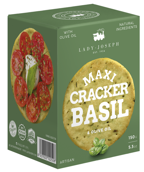 Maxi Crackers Albahaca Lady Joseph 150 gr. 12 uds.