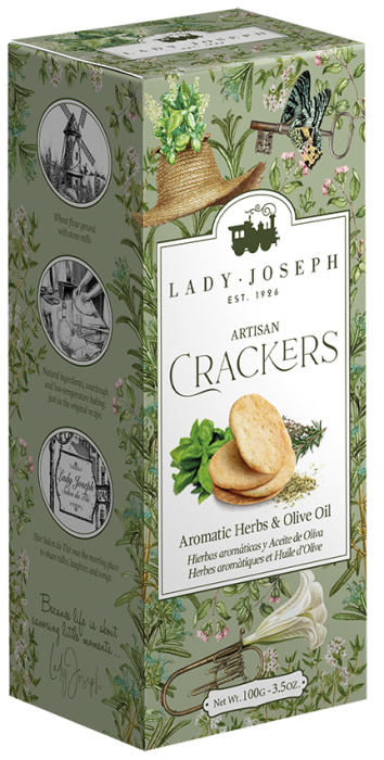 Crackers Hierbas Aromáticas y Aceite de Oliva Lady Josph 100gr, 14 uds.
