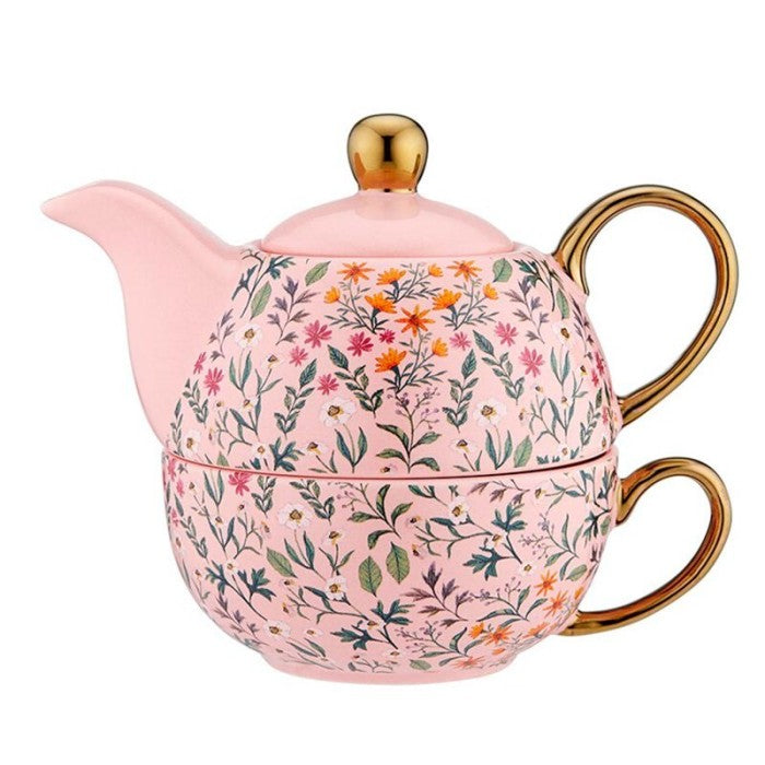 Tetera individual de porcelana inglesa "Garden Party Pink"