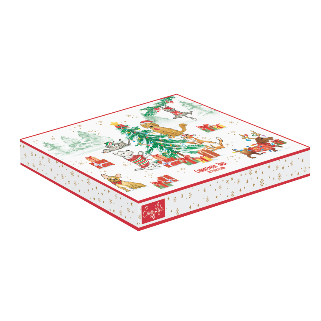 "Mascotas" plato de porcelana inglesa con forma de árbol de navidad