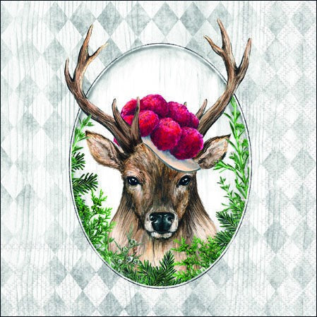 Servilletas decoradas Deer in frame tamaño cocktail 20 uds.