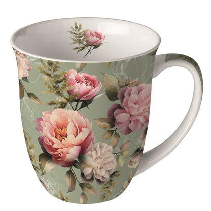 Taza de porcelana inglesa Peonies Composition