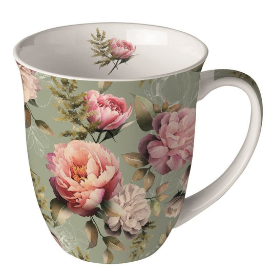 Taza de porcelana inglesa Peonies Composition