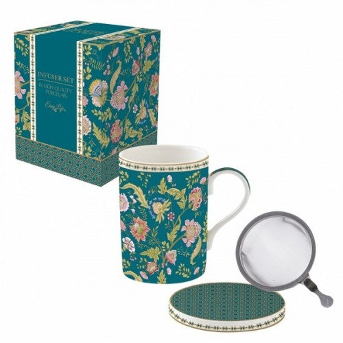 Taza de porcelana con tapa y filtro Orient Verde 350 ml.
