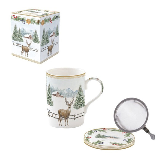 "White Forest" taza de porcelana con tapa y filtro 350ml