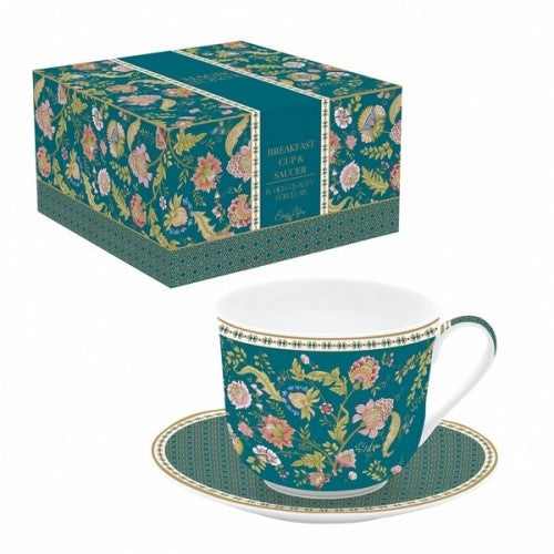 Taza desayuno de porcelana Orient Verde 400 ml.