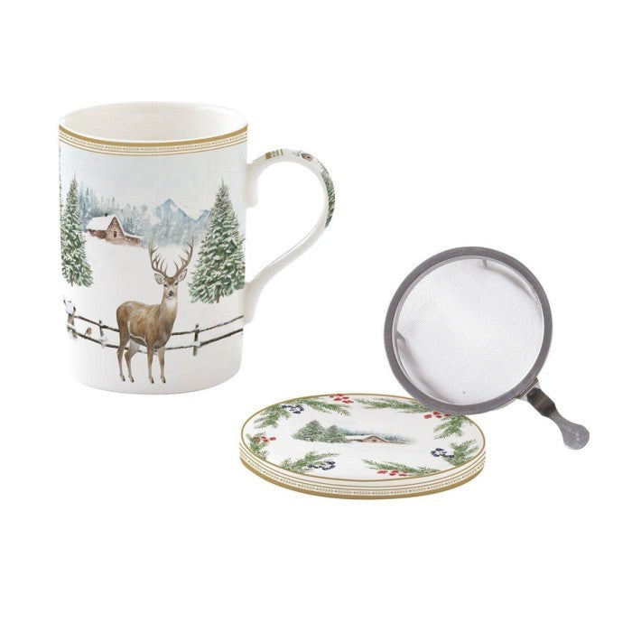 "White Forest" taza de porcelana con tapa y filtro 350ml
