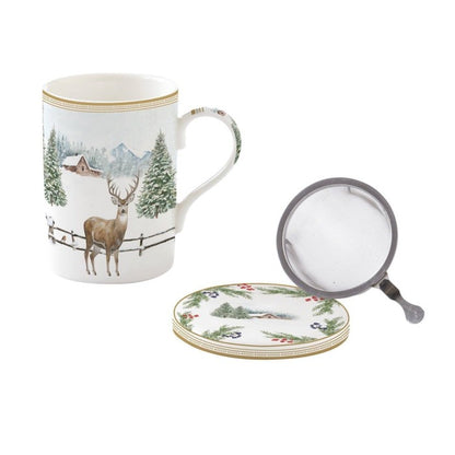 "White Forest" taza de porcelana con tapa y filtro 350ml