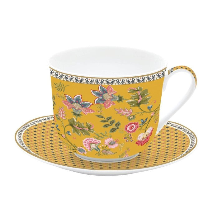 Taza desayuno de porcelana Orient Amarillo 400 ml.