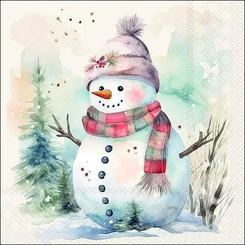 Servilletas decoradas Snowman in Nature 20 uds.