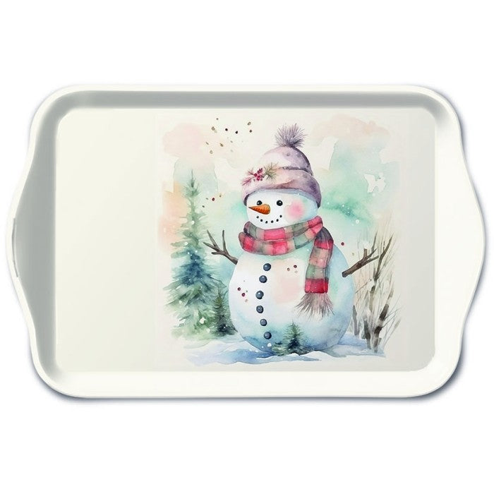 Bandeja de melamina mini Snowman in Nature