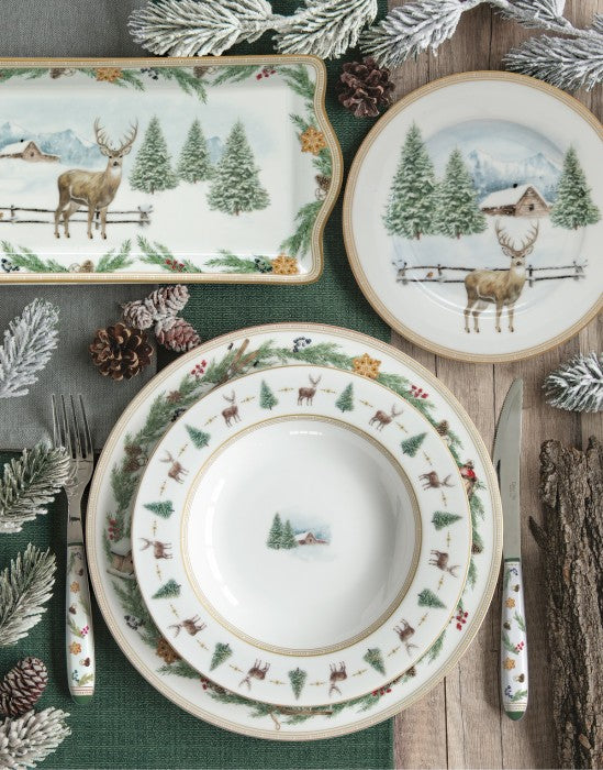 "White Forest" bandeja rectangular de porcelana inglesa 35x15 cm