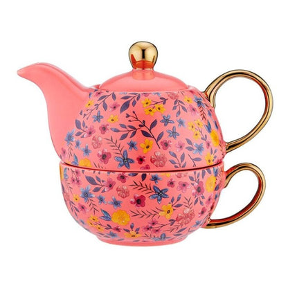 Tetera individual de porcelana  inglesa "Garden Party Peach"