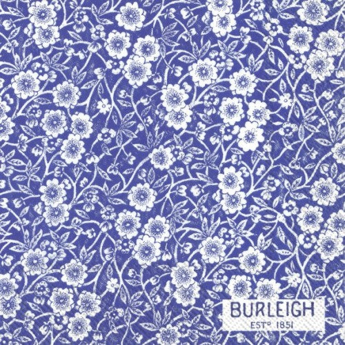 Servilletas decoradas tamaño cocktail Burleigh azul 20 uds.