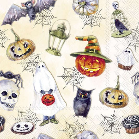 Servilletas decoradas Happy Halloween tamaño cocktail 20 uds.