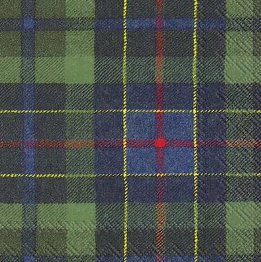 Servilletas decoradas Green Tartan tamaño cocktail 20 uds.