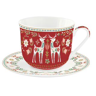 Taza desayuno con plato de porcelana inglesa 400 ml