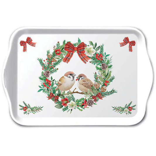 Bandeja de melamina mini Sparrows in Wreath