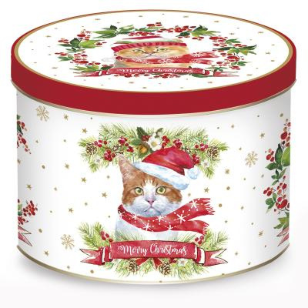Taza de porcelana inglesa con lata "Crhistmas cat" 350 ml