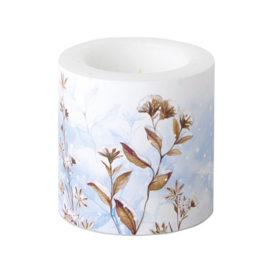 Vela decorada Flores de invierno (tamaño pequeño)