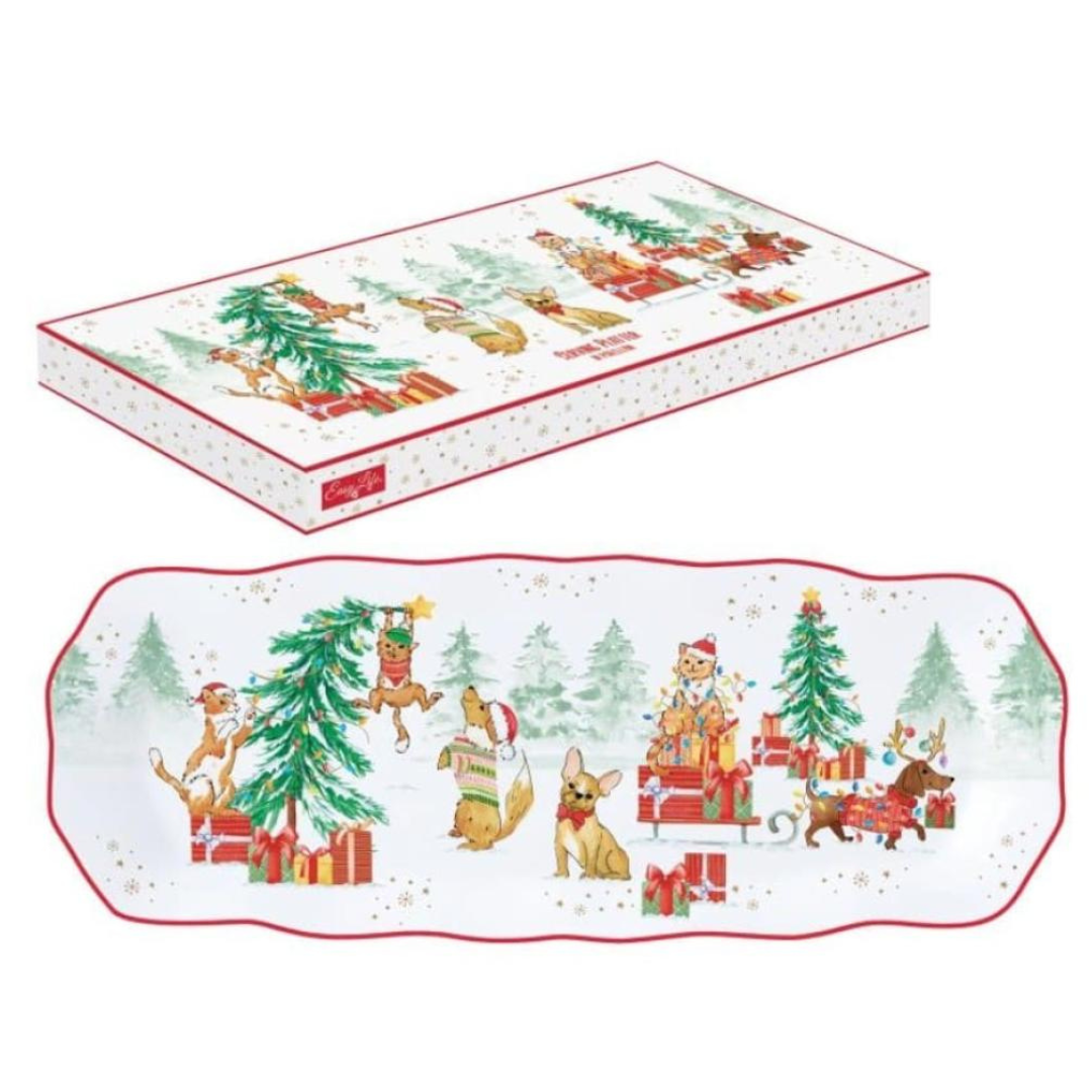 "Mascotas" bandeja rectangular de porcelana inglesa 37x14 cm