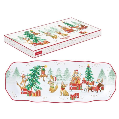 "Mascotas" bandeja rectangular de porcelana inglesa 37x14 cm