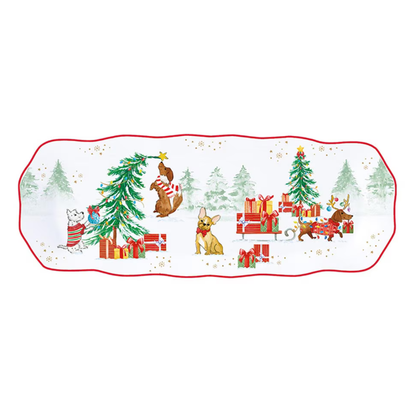 "Mascotas" bandeja rectangular de porcelana inglesa 37x14 cm