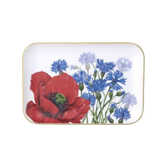 Bandeja de madera pequeña Poppy and Cornflowers
