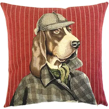 Funda de cojín Sherlock Holmes Bassett Hound-45x45 cm.