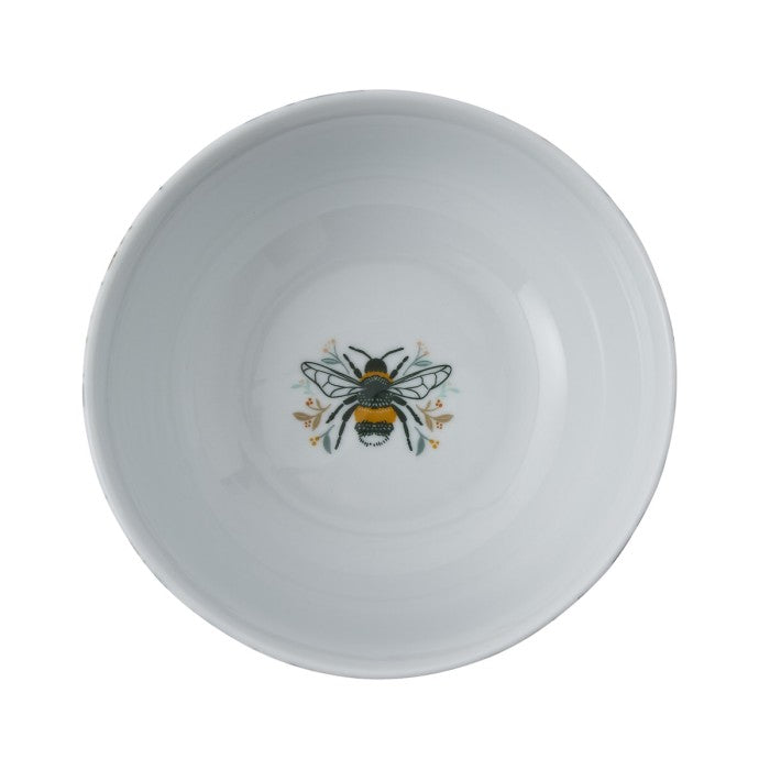 bol de porcelana inglesa con flores y abejas