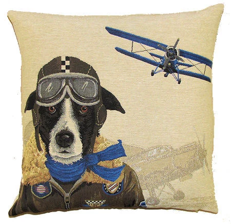 Funda de cojín Border Collie Aviador-45x45 cm.