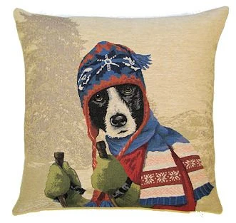 Funda de cojín Border Collie Esquiador-45x45 cm.