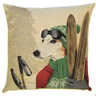 Funda de cojín Perro esquiador-45x45 cm.