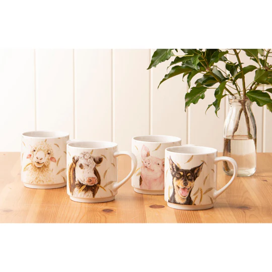 tazas con animalitos de graja